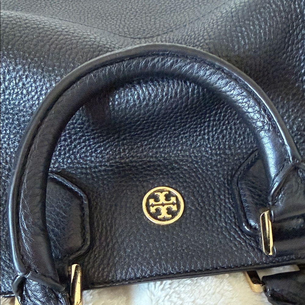 Tory Burch Fleming Pebbled Black Leather Satchel - Picture 7 of 10